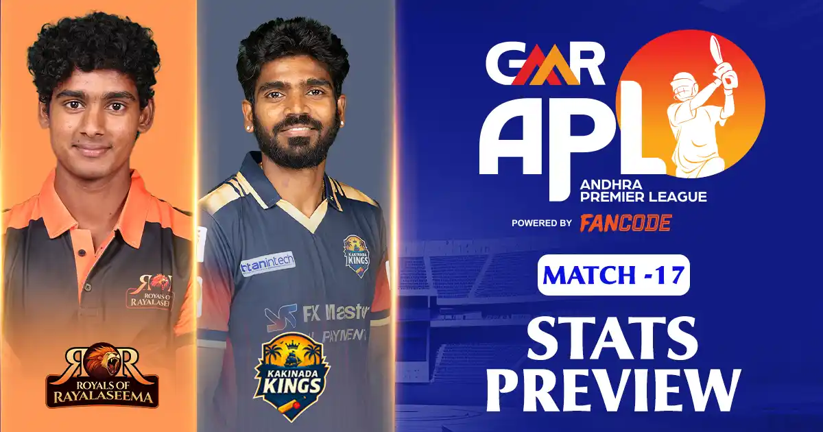GMR APL 2025: Royals of Rayalaseema vs Kakinada Kings, Match 17: Stats Preview
